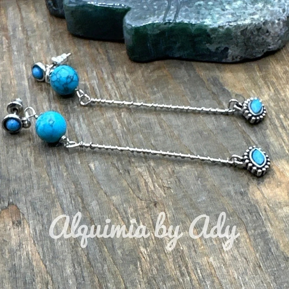 Alquimia by Ady Turquoise and Silver Earrings - Picture 1 of 6